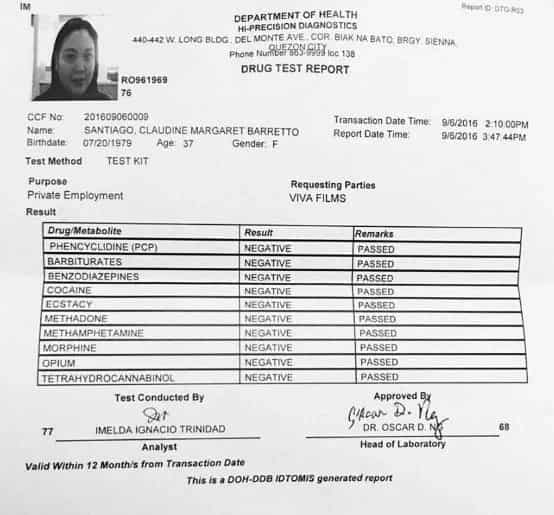 Claudine Barretto voluntarily took drug test