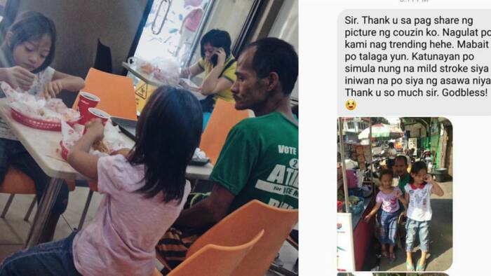 Photo of a father watching his children eat delicious food in a fast food chain touches the hearts of netizens