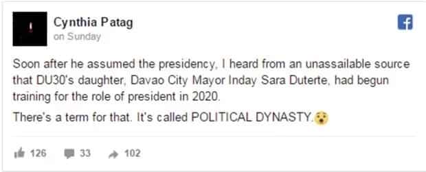 Sara Duterte fires back at Cynthia Patag