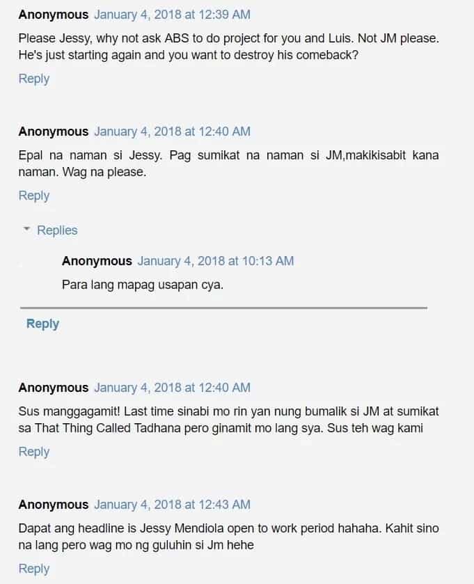 Layuan mo daw si JM! Netizens react on Jessy's statement that she is ready to work with ex-boyfriend JM de Guzman