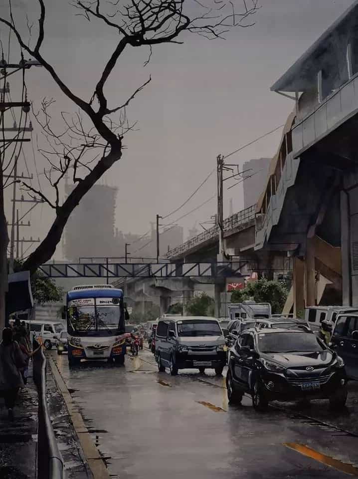 Filipino paintings show unbelievably realistic everyday traffic scenes