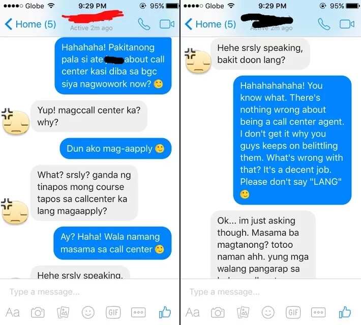 Girl asks her friend on how to apply in a Call Center. Her response ended their friendship!