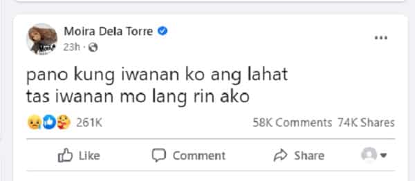 Netizens, emosyonal sa bagong hugot ni Moira Dela Torre ukol sa iwanan