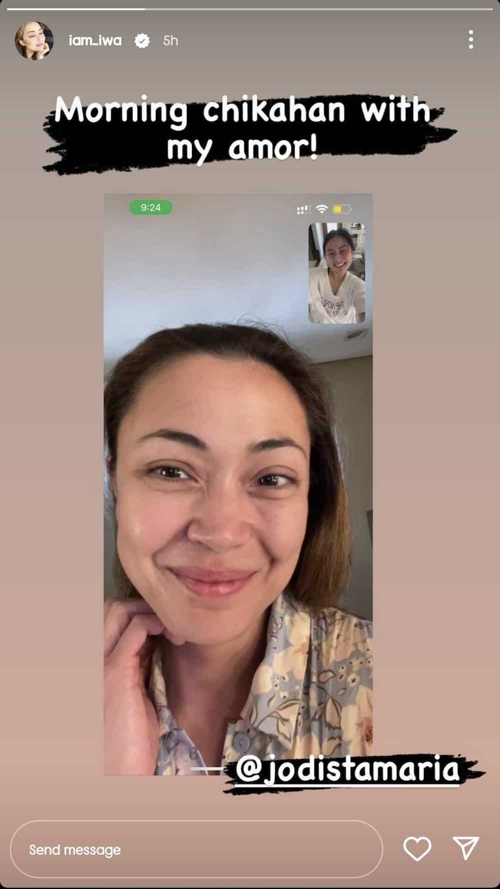 Iwa Moto shares glimpse of video call with Jodi Sta. Maria: "Morning chikahan"