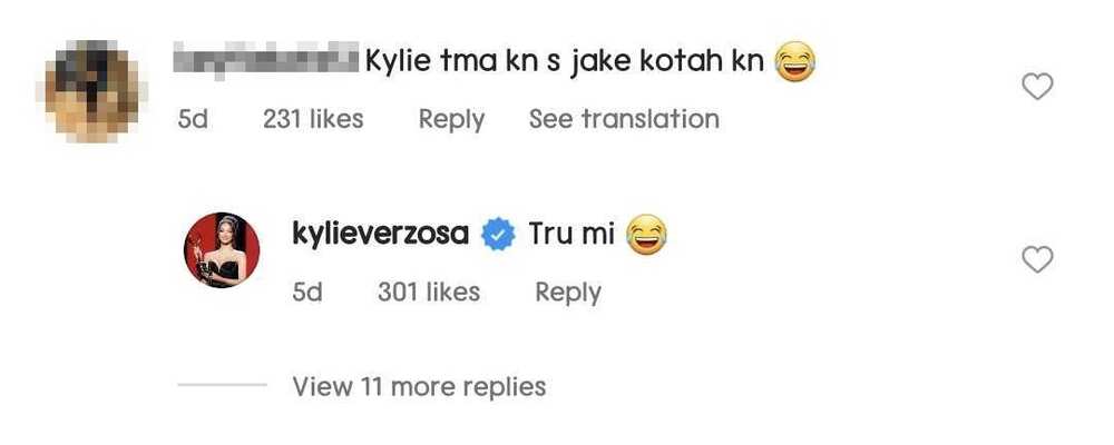 Kylie Verzosa, napasabi ng "true mi" sa comment ng netizen sa video nila ni Jake Ejercito