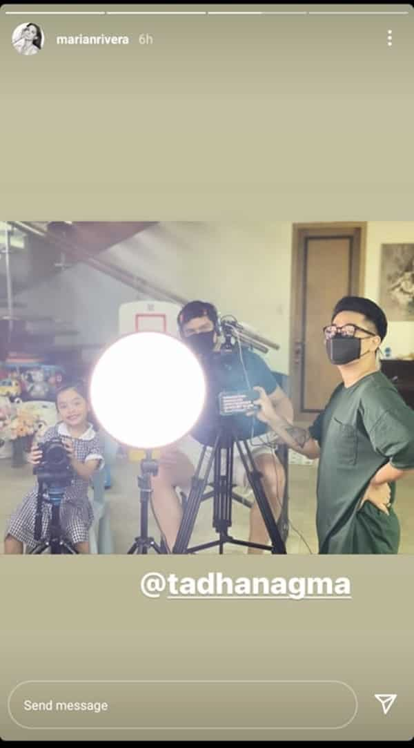 Anak nina Marian Rivera, Dingdong Dantes na si Zia, nagmistulang film crew member