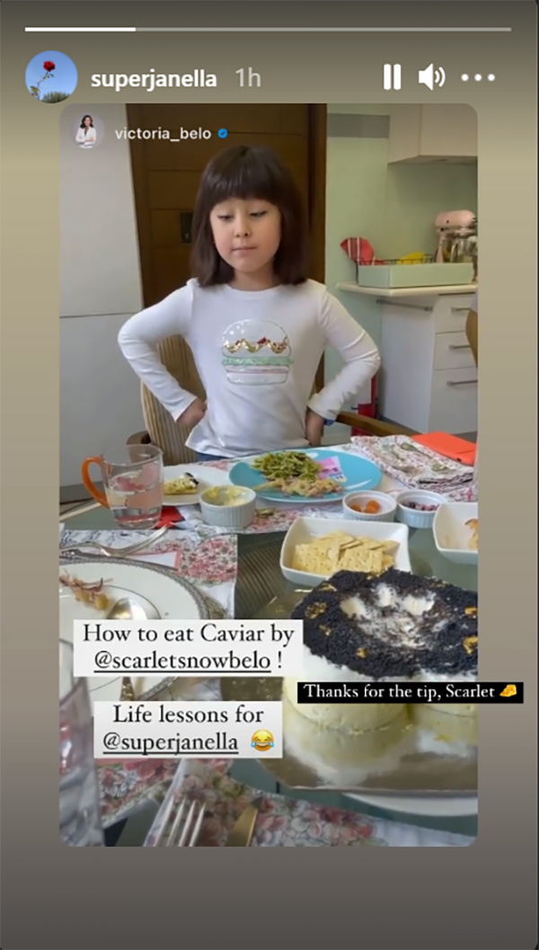 Janella Salvador gets a tip from Scarlet Snow Belo on how to eat caviar