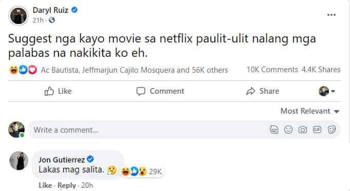 Jon Gutierrez, nag-react sa "paulit-ulit nalang mga palabas" na post ni Skusta Clee