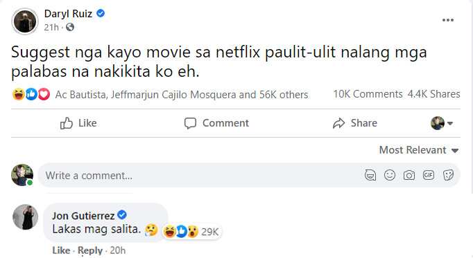 Jon Gutierrez, nag-react sa "paulit-ulit nalang mga palabas" na post ni Skusta Clee