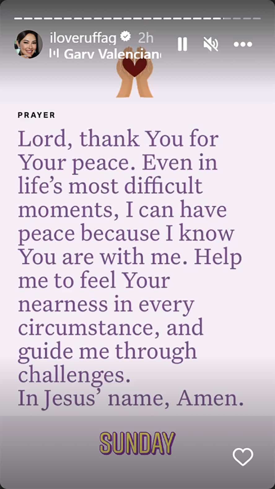 Ruffa Gutierrez, nag-post ng prayer sa IG: "Even in life's most difficult moments, I can have peace"