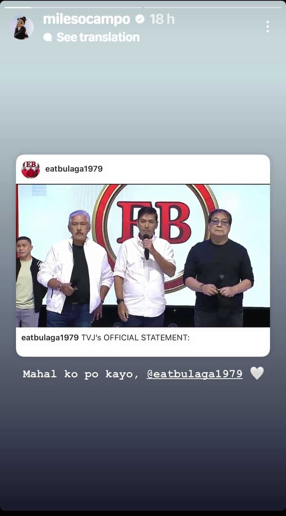 Miles Ocampo, nagpahayag ng pagmamahal at pasasalamat sa ‘Eat Bulaga’ Miles Ocampo, nagpahayag ng pagmamahal at pasasalamat sa ‘Eat Bulaga’