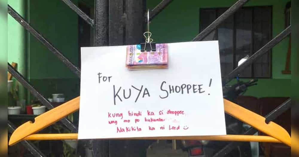 Customer, iniwan ang perang naka-clip sa gate: “For Kuya Shopee! Kung hindi ka si Shopee, 'wag mo po kukunin”
