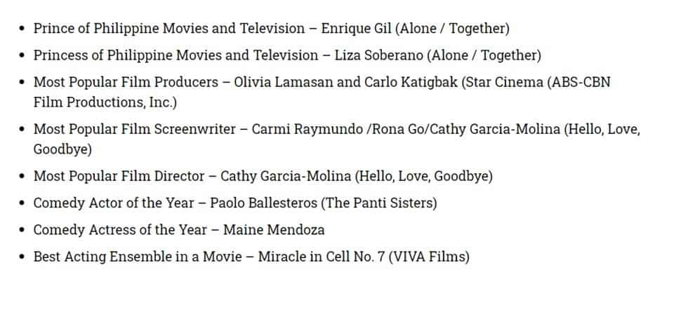 Kathryn Bernardo, Alden Richards win big at Guillermo Mendoza Box-Office Awards Kathryn Bernardo, Alden Richards win big at Guillermo Mendoza Box-Office Awards