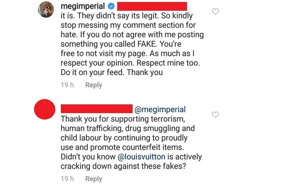 Meg Imperial heavily accused of wearing ‘fake’ LV bag; actress responds Meg Imperial heavily accused of wearing ‘fake’ LV bag; actress responds