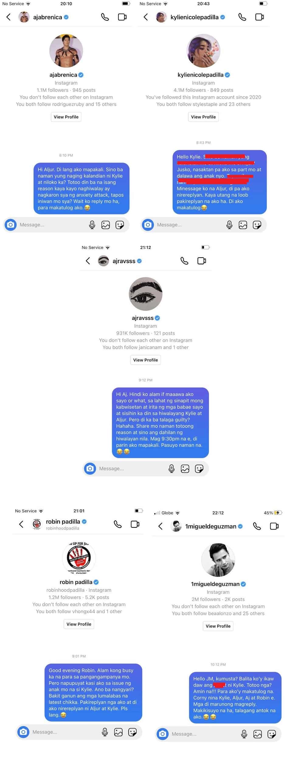 Netizen na di makatulog, nag-DM kay Aljur, AJ, Kylie, Robin at JM de Guzman Netizen na di makatulog, nag-DM kay Aljur, AJ, Kylie, Robin at JM de Guzman