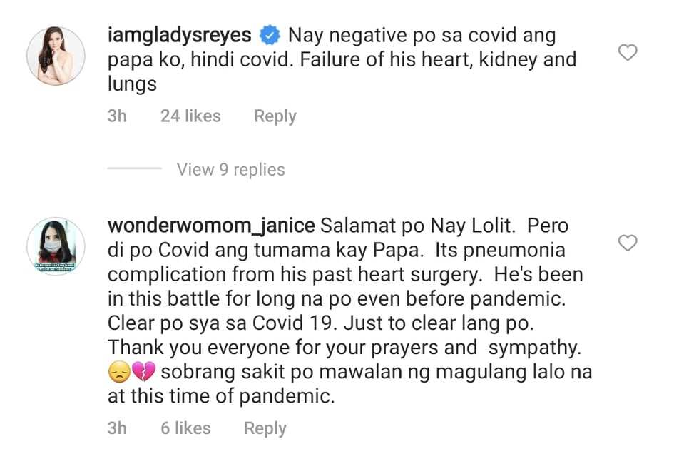 Gladys Reyes, klinaro kay Lolit Solis ang cause of death ng kanyang ama sa viral post