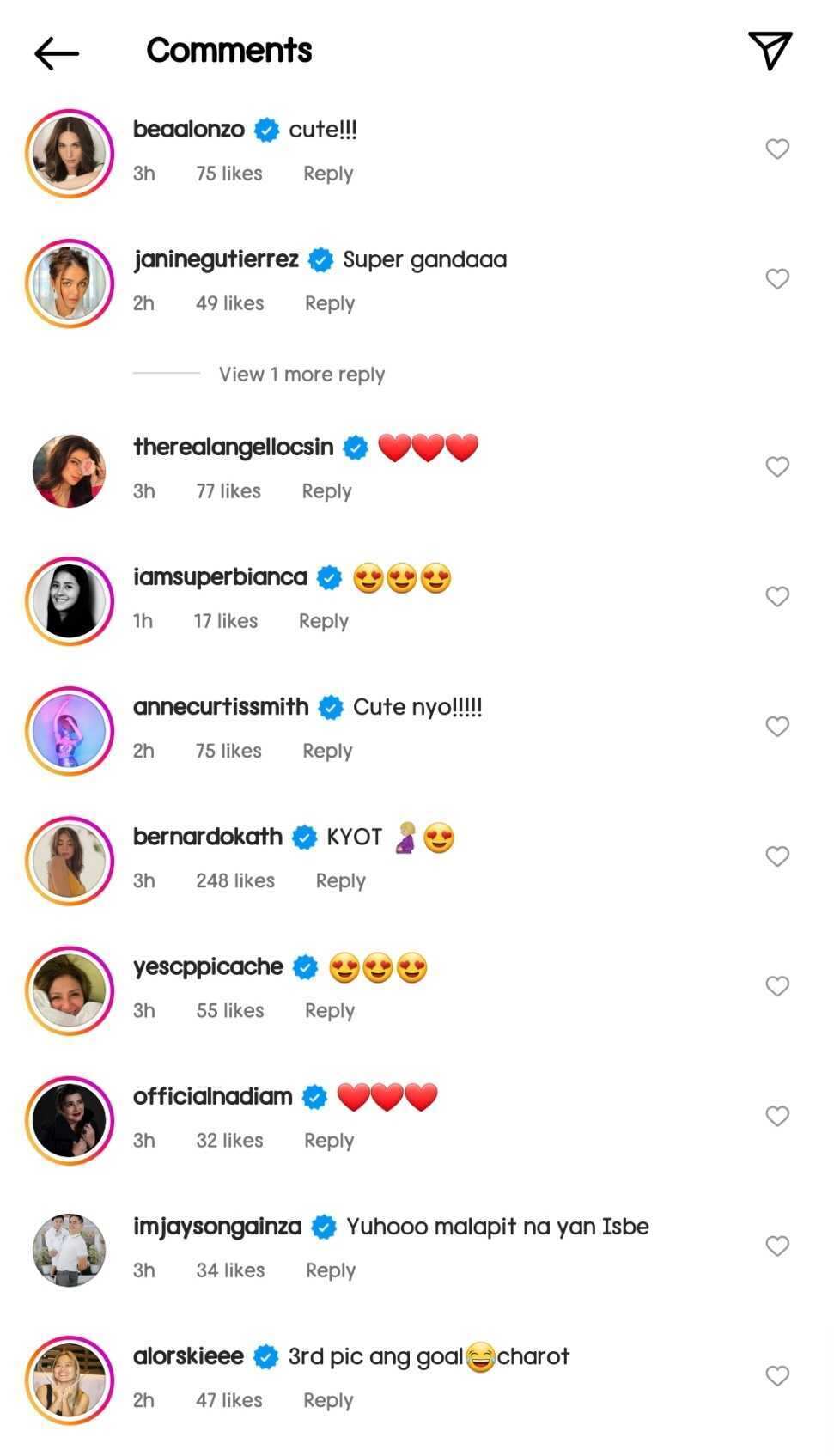 Celebrities react to Angelica Panganiban's adorable pregnancy selfies