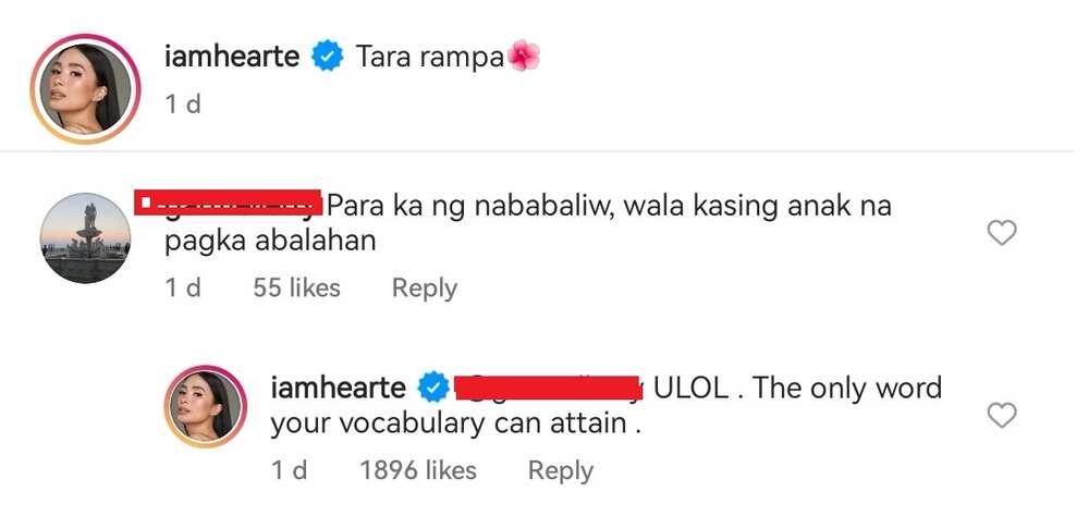 Heart Evangelista slams basher's “nababaliw” & “walang anak” comment 