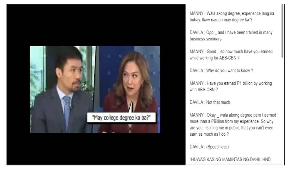 Fact check: Did Manny Pacquiao belittle the earnings of Karen Davila as journalist? Fact check: Did Manny Pacquiao belittle the earnings of Karen Davila as journalist?