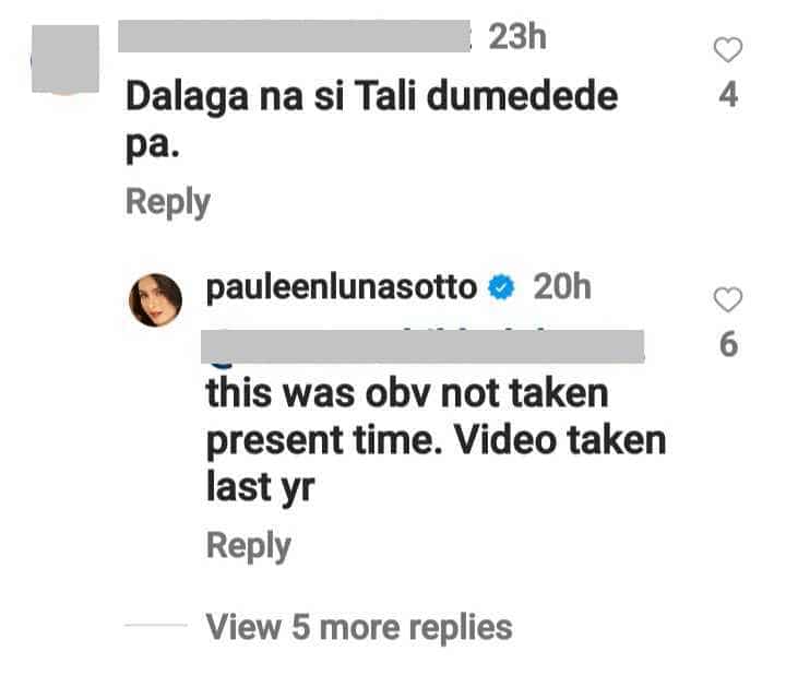 Pauleen Luna responds to netizen who assumes Tali still uses feeding bottle