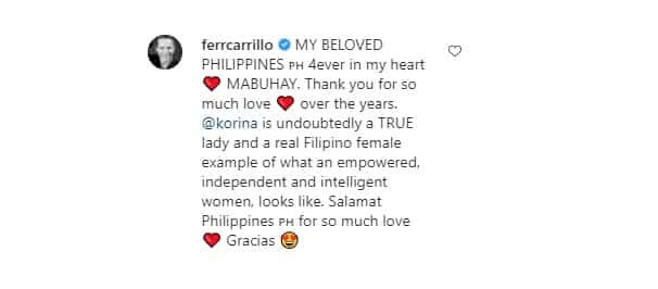 Fernando Carillo finally posts about Korina Sanchez after courtship revelation