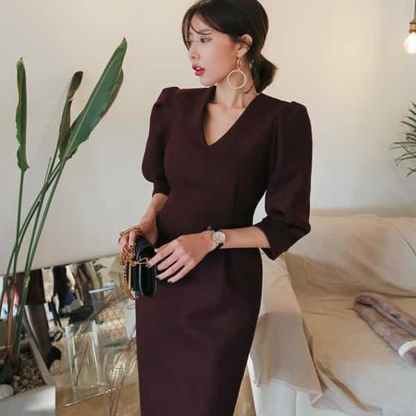 black dress outfit korean