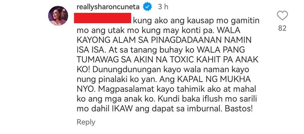 Sharon Cuneta, nilampaso ang netizen: "Kung ako kausap mo gamitin mo utak mo kung may konti pa" Sharon Cuneta, nilampaso ang netizen: "Kung ako kausap mo gamitin mo utak mo kung may konti pa"