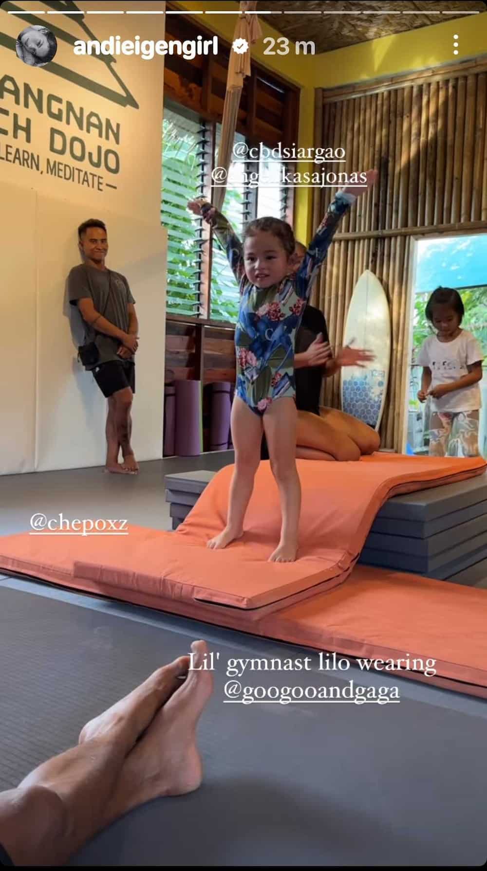 Andi Eigenmann, ibinida ang video mula sa gymnastics class ni Lilo; Philmar Alipayo, proud sa anak Andi Eigenmann, ibinida ang video mula sa gymnastics class ni Lilo; Philmar Alipayo, proud sa anak
