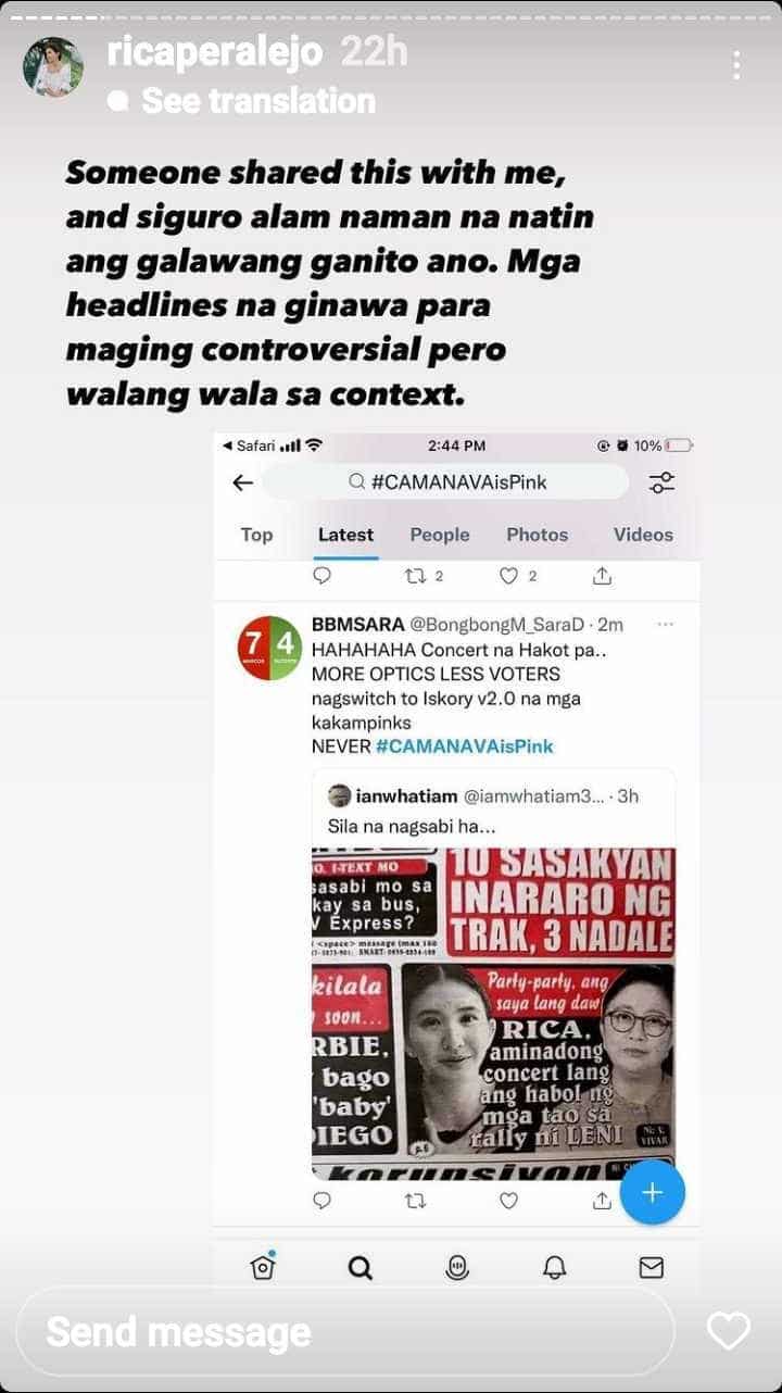 Rica Peralejo debunks tabloid’s headline mentioning her: “ibang-iba ang sinabi ko”