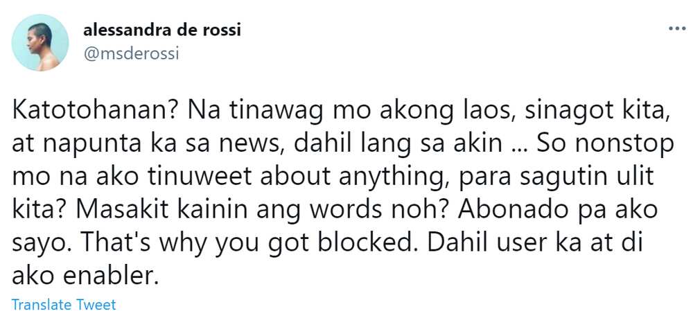 Alessandra De Rossi fires back at basher asking if it hurts to hear the truth