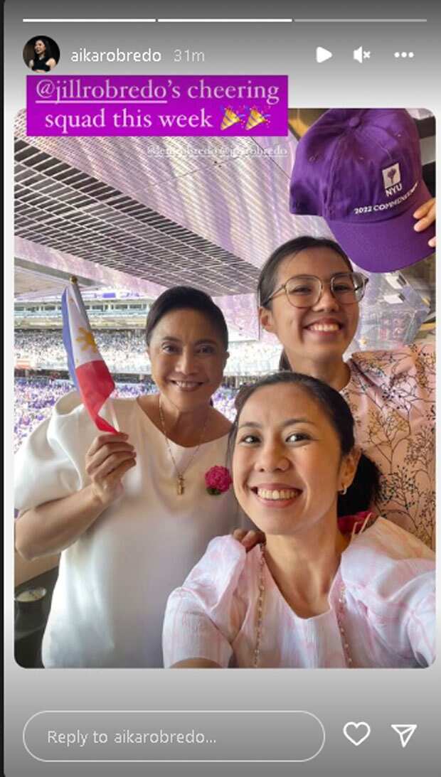 Robredos, ibinahagi ang sitwasyon sa Yankee Stadium sa graduation day ni Jillian