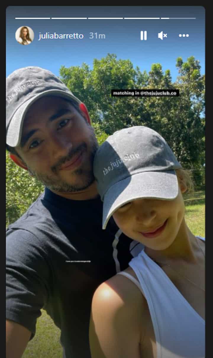 Julia Barretto posts her photo with boyfriend Gerald Anderson flaunting their matching caps