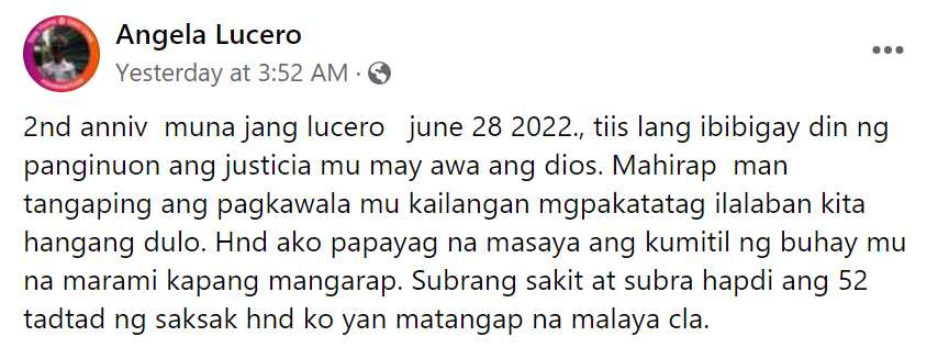 Ina ni Jang Lucero, ginunita ang ikalawang taon ng pagkamatay ng anak