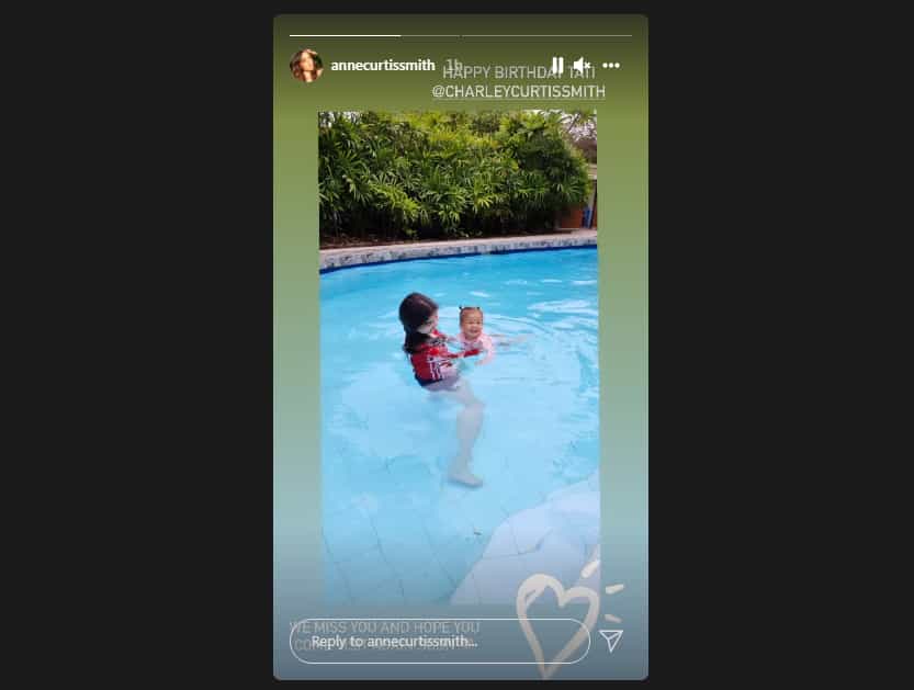 Anne Curtis’ daughter baby Dahlia swims with her “Tati” Charley Curtis-Smith