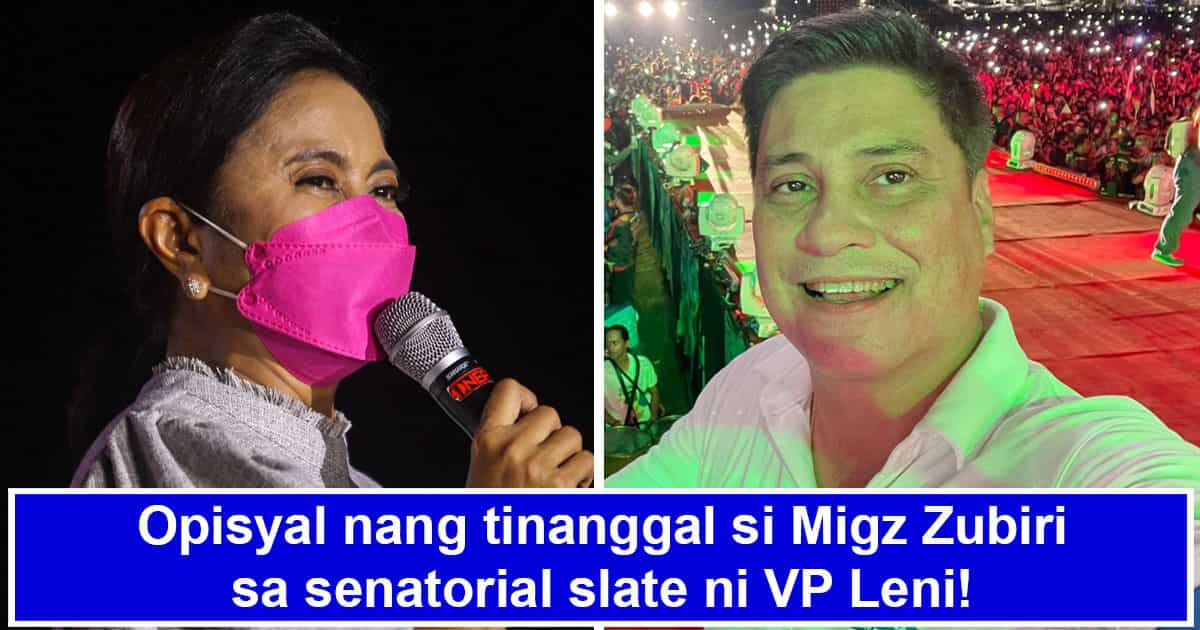 Sen. Migz Zubiri officially dropped from VP Leni Robredo's senatorial ...