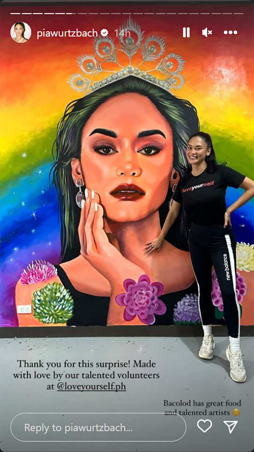 Pia Wurtzbach, nawindang sa sorpresang mural niya sa Bacolod City: “Thank you for this surprise”
