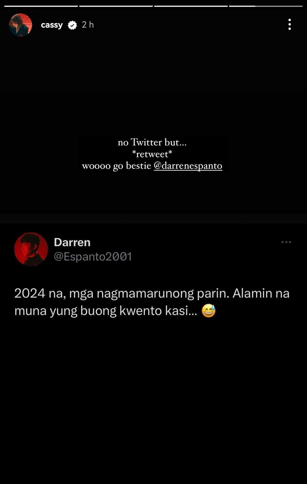 Cassy Legaspi, sinang-ayunan post ni Darren Espanto ukol sa mga umano’y nagmamarunong: “Go bestie”