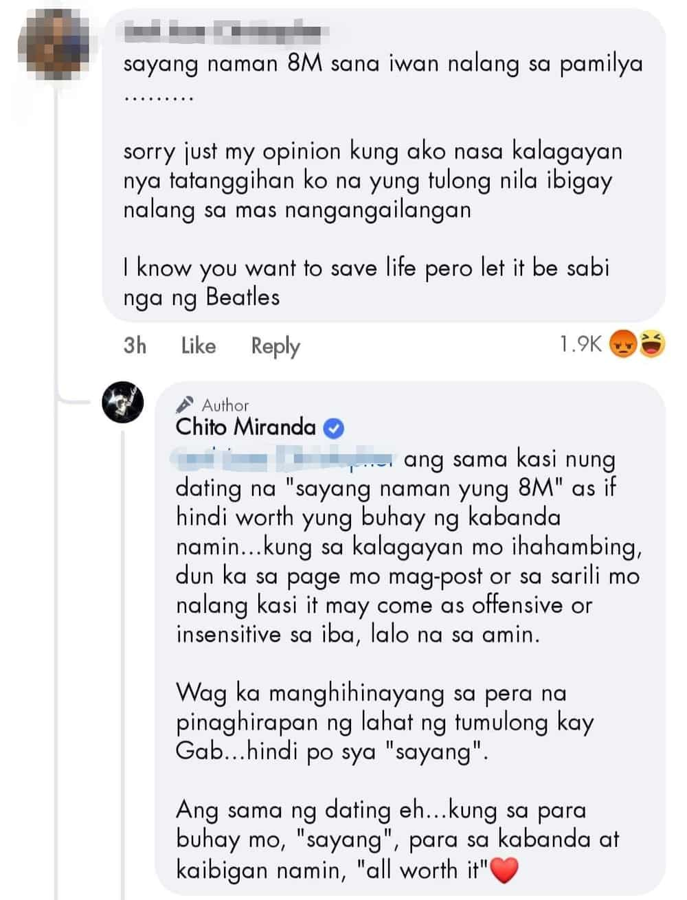 Chito Miranda lectures netizens criticizing fundraising for Gab Chee Kee (Screenshot by Fashion Pulis)