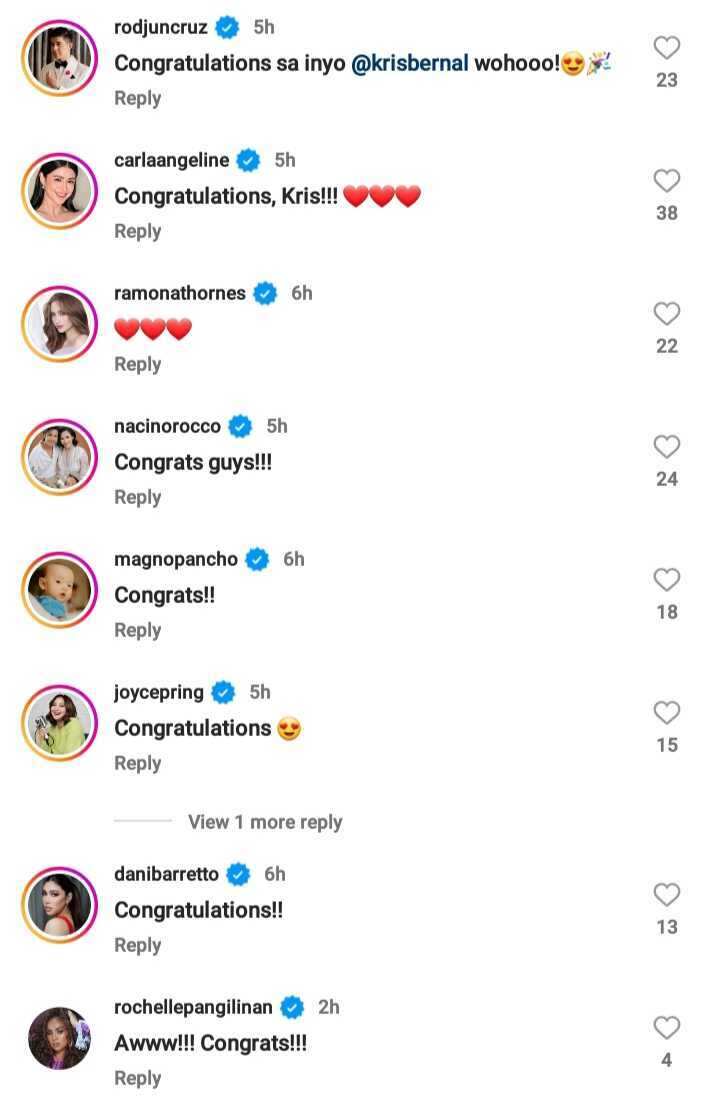 Celebrities react to Kris Bernal's pregnancy announcement: “Congratulations”