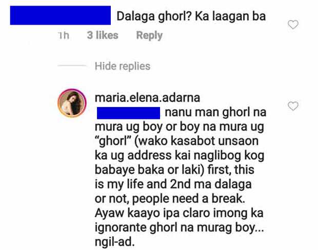 Ellen Adarna claps back at netizen who commented she's a lakwatsera