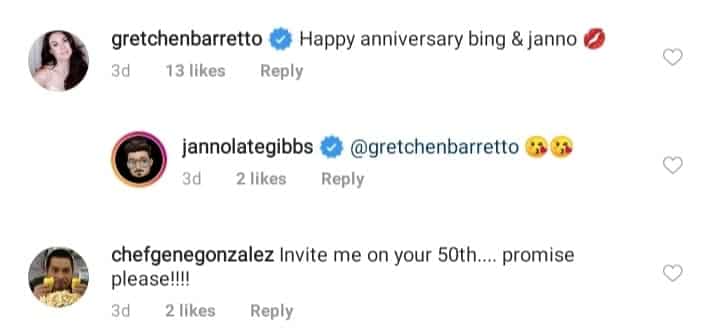Gretchen Barretto, other celebrities greet Janno Gibbs and Bing Loyzaga on their anniversary