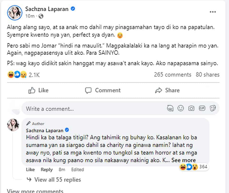 Sachzna Laparan, binura na ang kanyang 'patol moments': "Rektang kaso na lang daw." Sachzna Laparan, binura na ang kanyang 'patol moments': "Rektang kaso na lang daw."