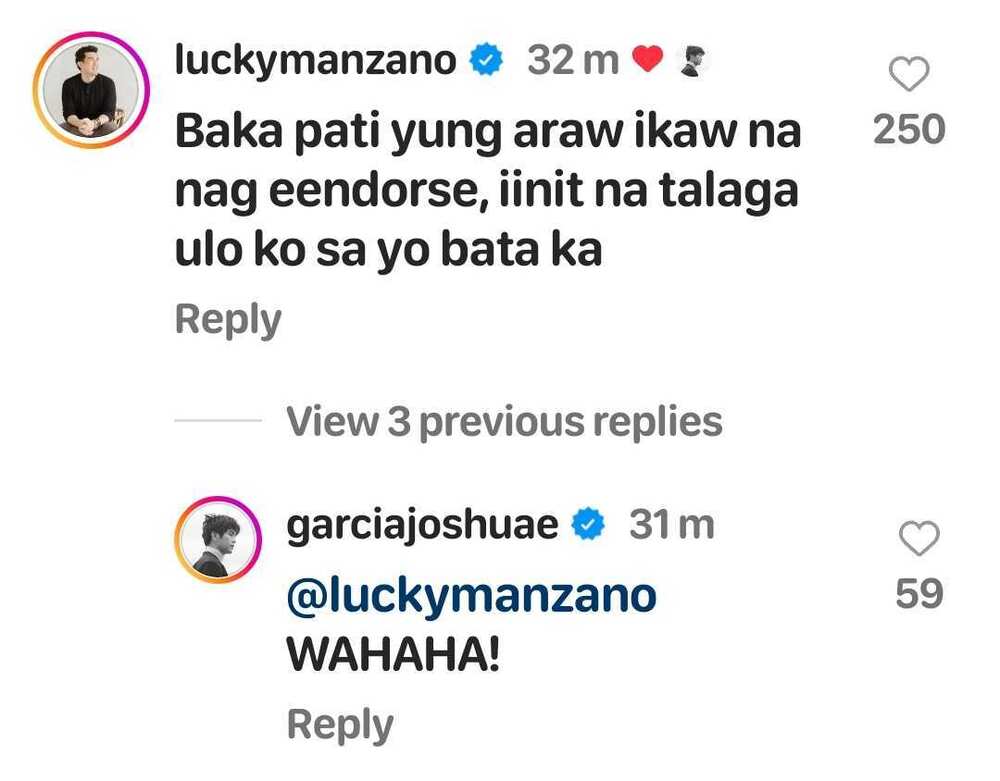 Luis Manzano, pabirong nag-react sa latest post ni Joshua Garcia: “iinit na talaga ulo ko sa'yo”