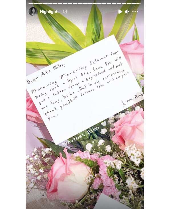 Kris Aquino’s son Bimby sends flowers, sweet letter to Miles Ocampo