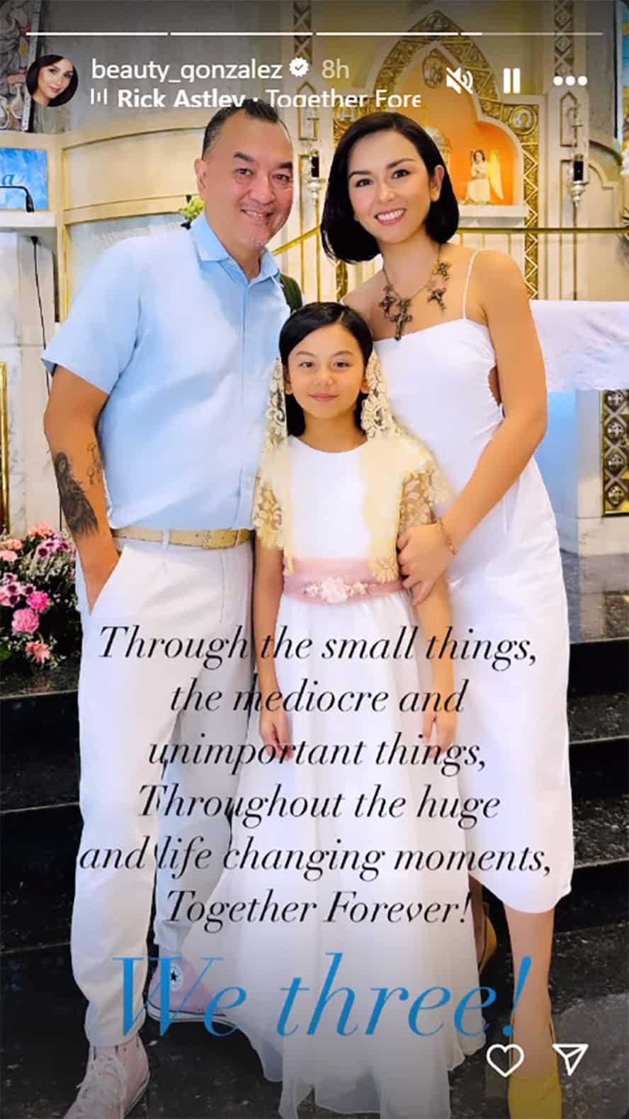 Beauty Gonzalez, nag-post ng family pic sa First Communion ni Olivia