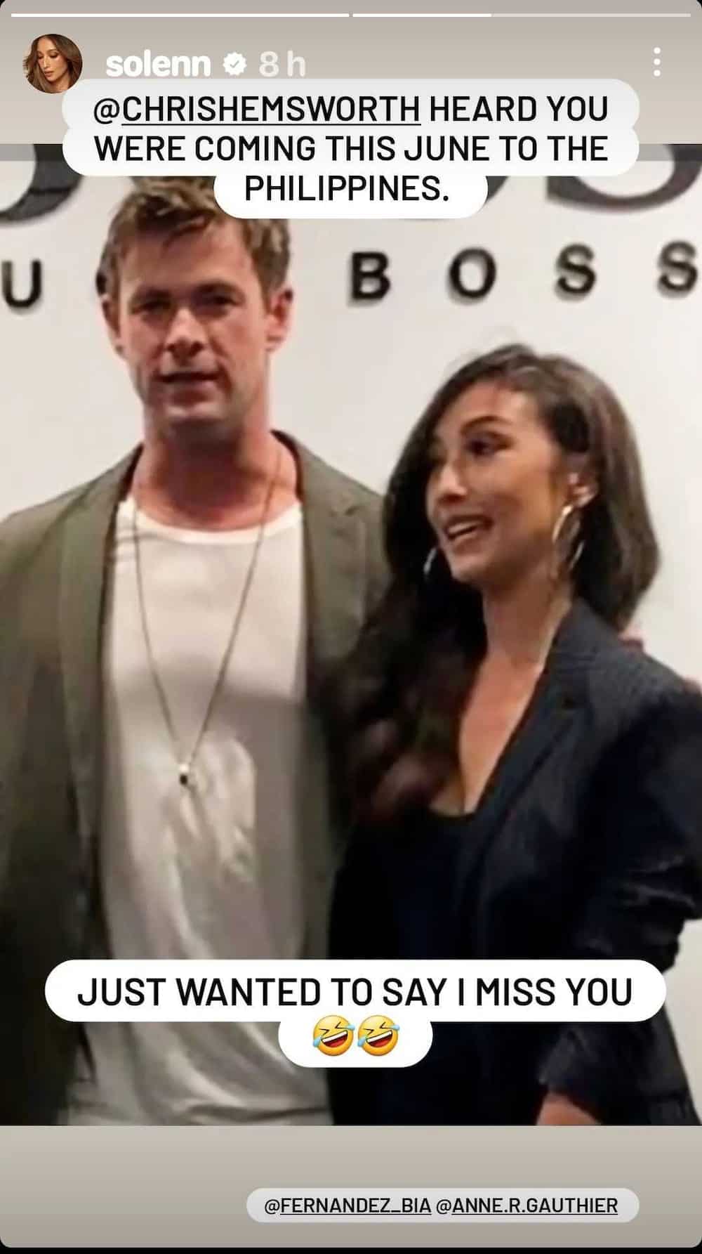 Solenn Heussaff at Nico Bolzico, binalikan naging pagkikita kay Hollywood star Chris Hemsworth noong 2018 Solenn Heussaff at Nico Bolzico, binalikan naging pagkikita kay Hollywood star Chris Hemsworth noong 2018