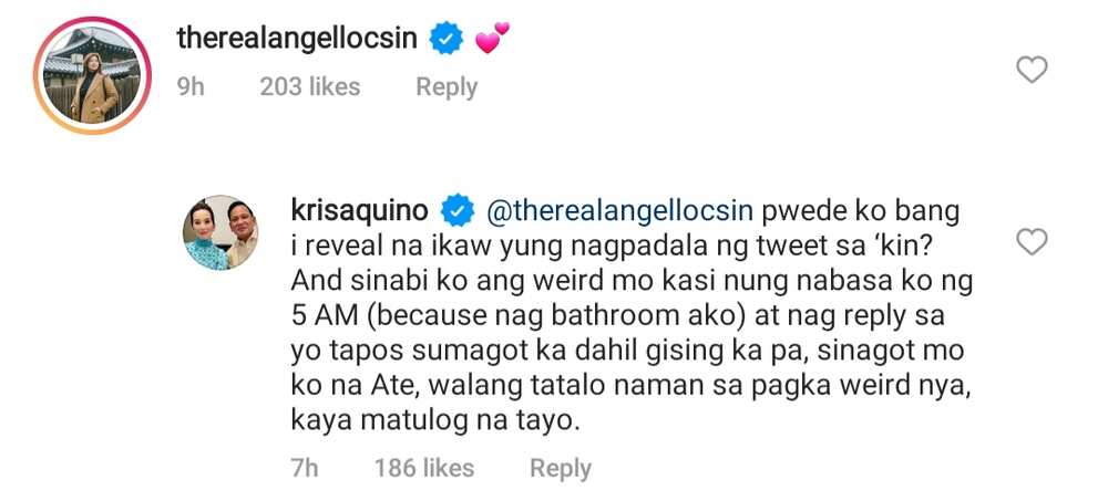 Kris Aquino, ibinunyag na si Angel Locsin ang nagpadala sa kanya ng viral tweet ni Herbert Bautista