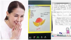 Marian Rivera shares thank-you notes that students of a learning center sent to her in a virtual meeting
