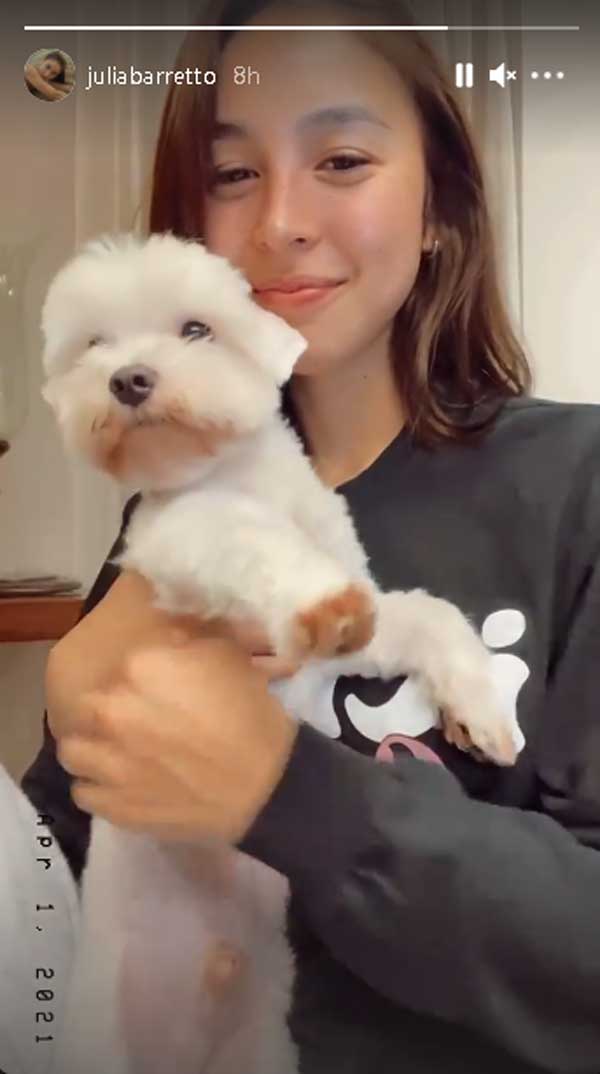 Video of puffy-eyed Julia Barretto hugging her dog goes viral amid Gerald and Yam's "maiinit" scenes