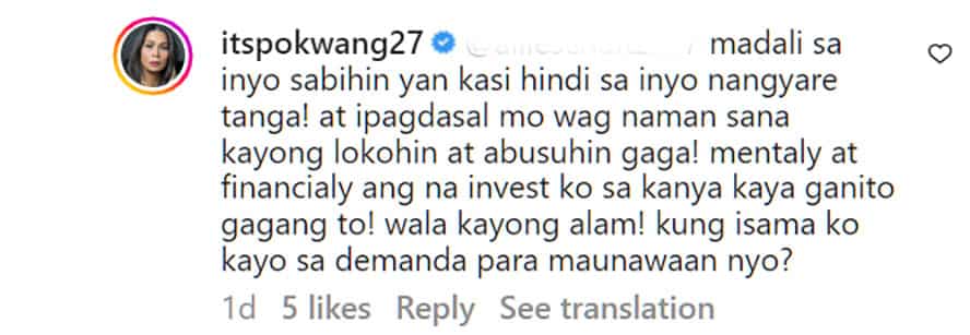 Pokwang, niresbakan nang bonggang-bongga ang isang netizen na nagsabi sa kanya na mag-move on